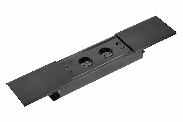 GTV AE-PB2SPRES-20 Блок розеток врезной PRESTINO 2xUSB A C, RJ45, HDMI, черный